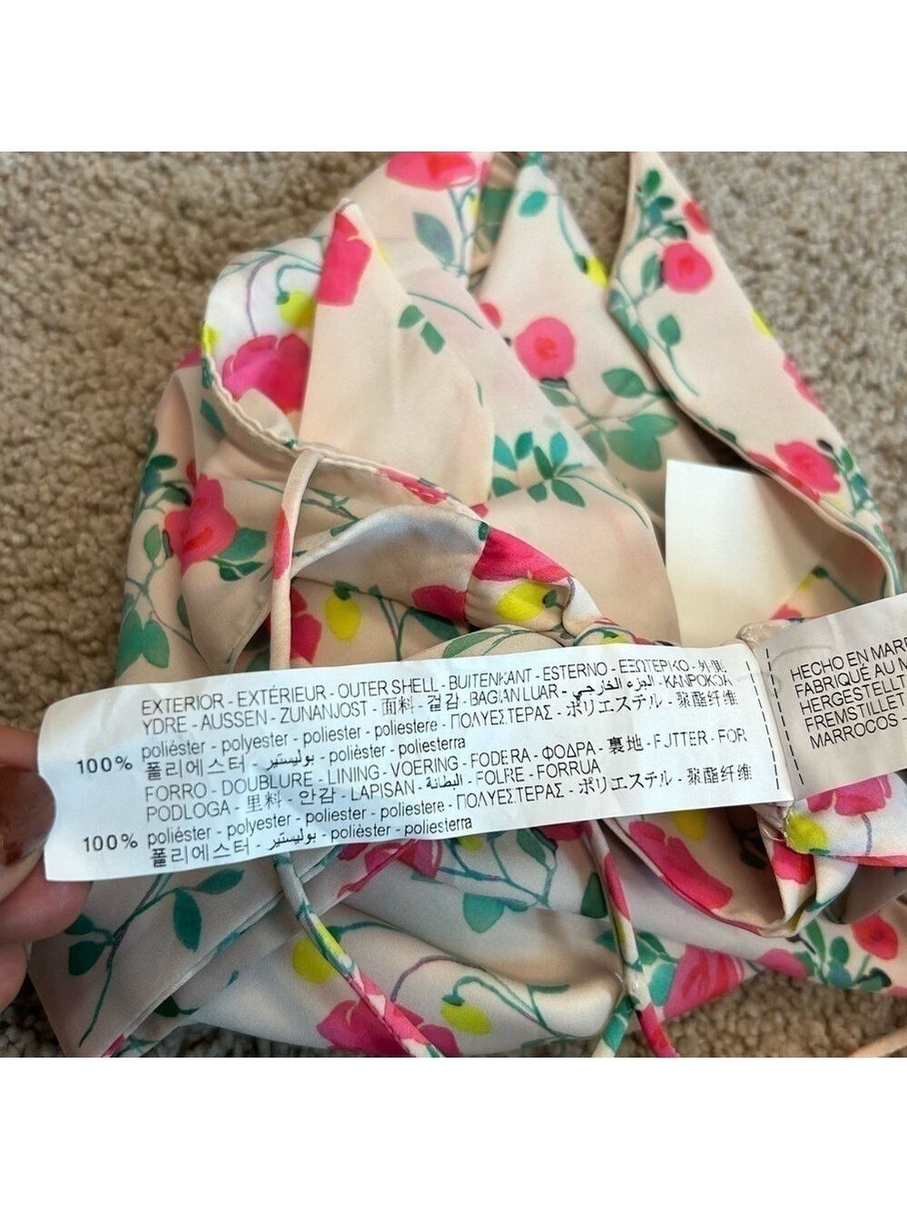Zara cream floral flower crisscross strappy open back draped crop top Sz L NWT - Picture 6 of 10